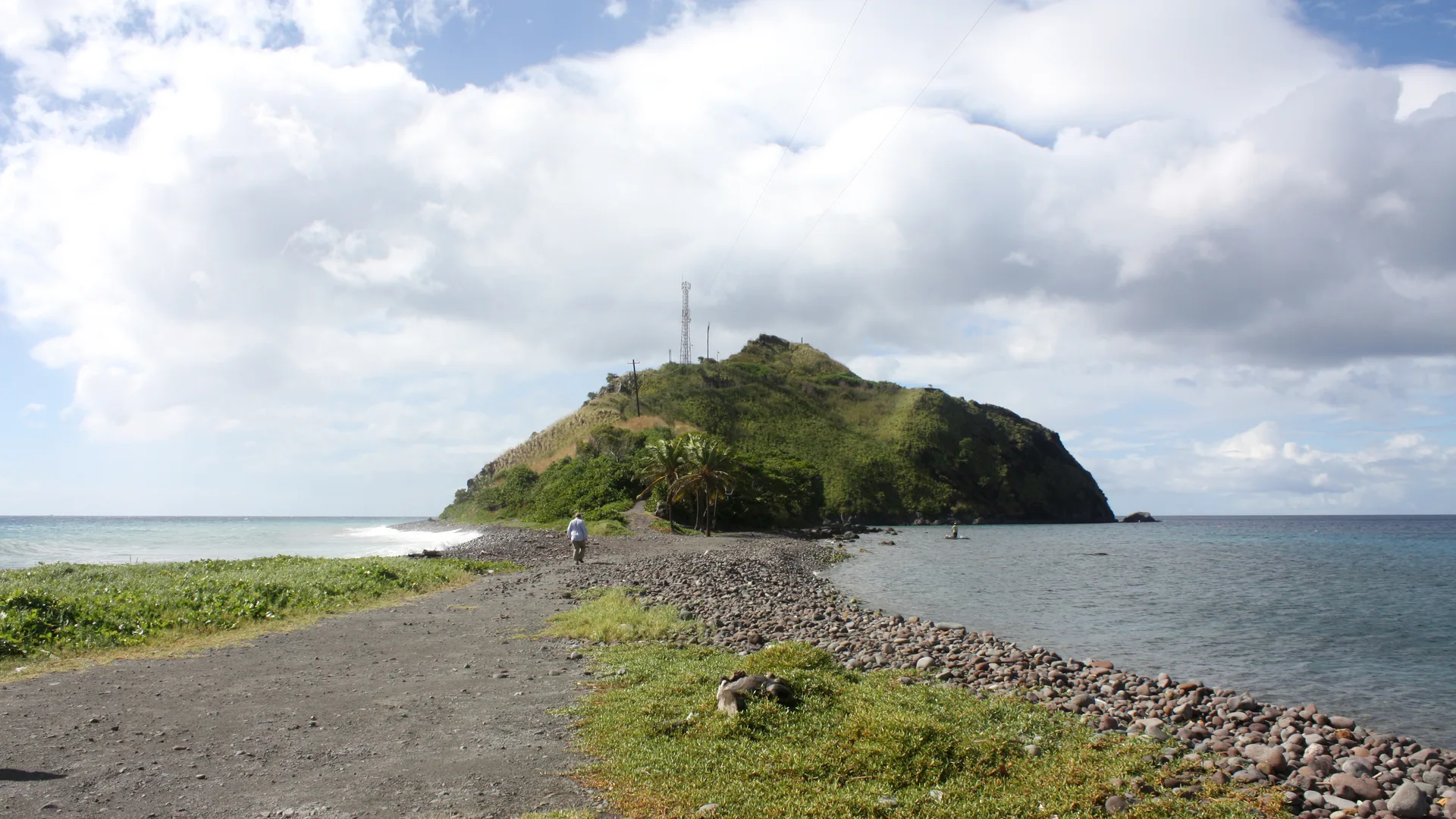 Istmo de Scotts Head, entre o mar do Caribe e o oceano Atlântico, no sul de Dominica