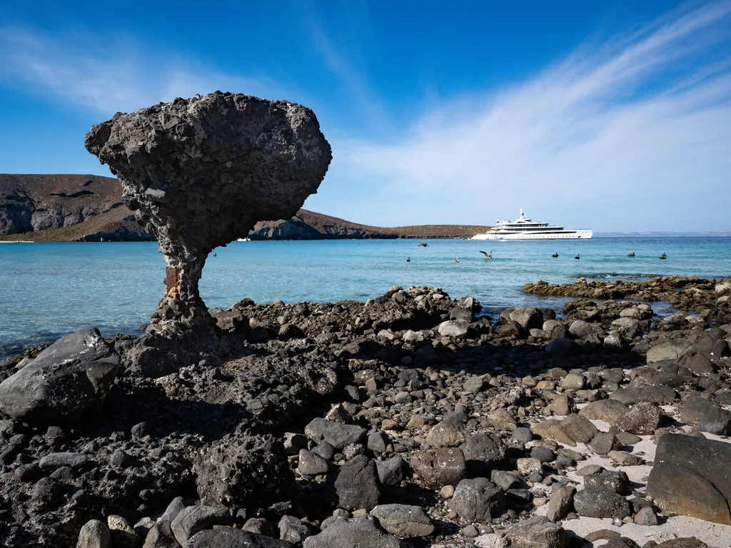 A rocha El Hongo, na praia de Balandra, em La Paz