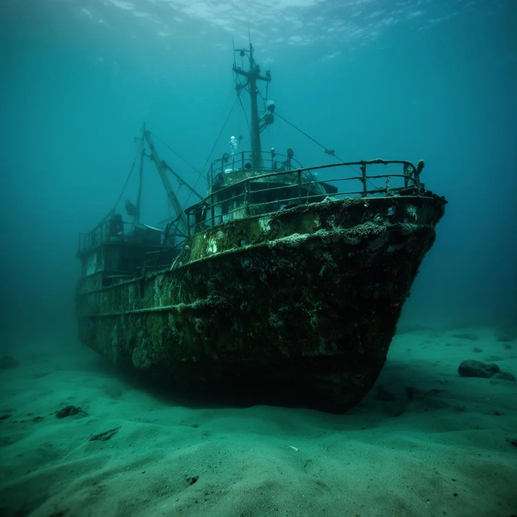 Naufrágio submerso no Golfo Nuevo, ponto de mergulho em Puerto Madryn